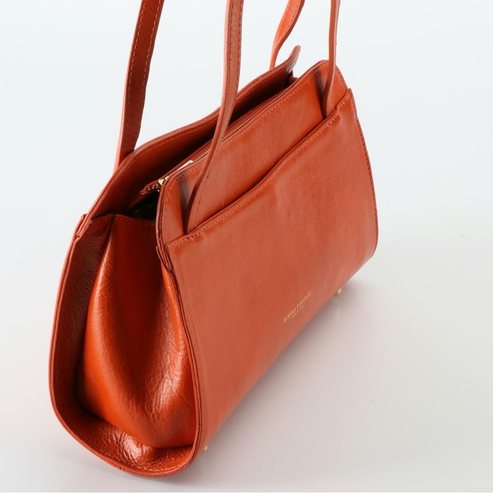 Divina Firenze Orange Leather Shoulder Bag